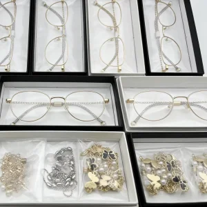 Women’s Silver and Gold Jewelry Sunglasses Chain Set, 4 Pieces