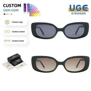 Women’s Small Square Polarized Acetate Sunglasses with UV400 Protection