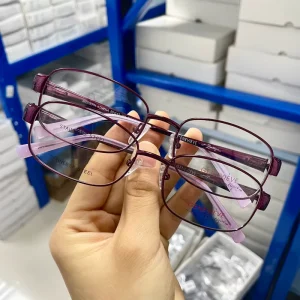 Women’s Solid Full Rim Metal Eyeglasses Frames Square Cat Eye Spectacles