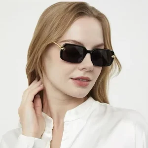 Women’s Square Sunglasses with Rope-Knot Design Metal Temples UV400