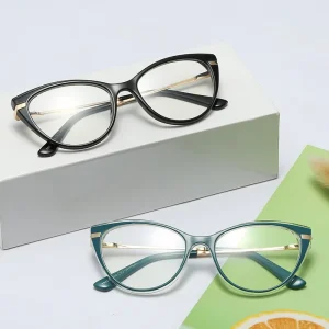 Women’s TR90 Cat Eye Optical Prescription Eyeglass Frames Blue Light Blocking Spring Temples