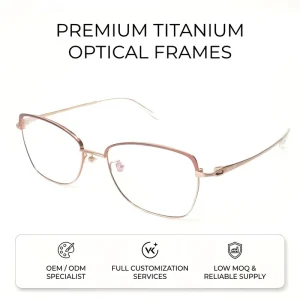 Women’s Two-Tone Plated Pure Titanium Eyeglass Frames OEM Manufacturer Private Label Optical Frames