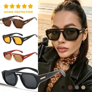 Women’s Vintage Double-Bridge Square-Frame Sunglasses
