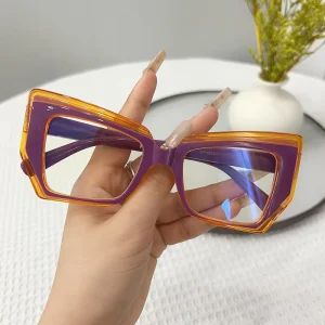 Women’s and Men’s Myopia Eyeglass Frame with Flat Mirror and Blue-Light Lenses