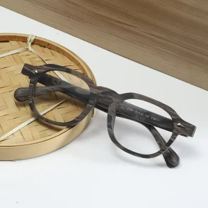 Wood-Grain Acetate Optical Eyeglass Frames for Men Vintage Style
