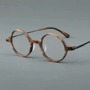 Wood-Grain Eyeglass Frames Handmade Acetate Titanium Optical Frames