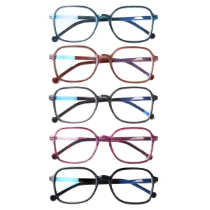 Wood Grain Square Anti-Blue-Light Reading Glasses Transparent Lens PC Frame