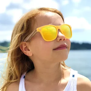 Wooden Bamboo Children Kids Polarized Anti UV with Engraved Logo Print Wood Sunglasses Polarized for Girl Boys