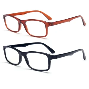 XB9155 Slim Unisex Reading Glasses 1pc PC Square Frame Presbyopia Corrective Eyeglasses Brown