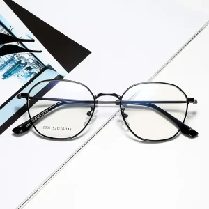 XH2001 Titanium Metal Optical Eyeglass Frame, Lightweight, Replaceable Lens, CE Standard