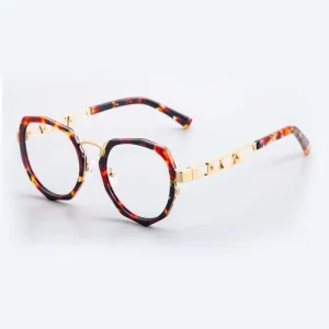 XH24030A Metal Round Hollow-Out Eyeglass Frames with Hinge Temples