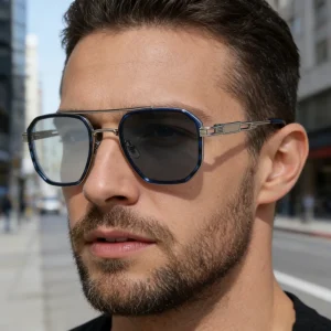 Xi Qing Fashion Retro Square Men Women Sunglasses High Quality Rivet Acetate Polarized TAC Lens Sunglasses