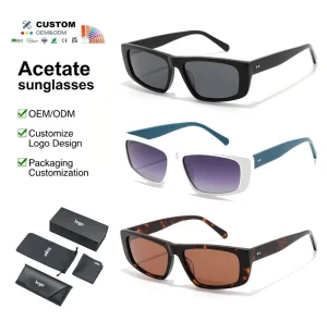 Y2K Slim Narrow Rectangle Sunglasses UV400 Polarized Handmade Acetate Chunky D-Frame