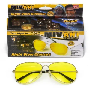 Yellow Lens Driving Night Vision Glasses Anti Glare Night Vision Glasses Metal Aviation Sunglasses