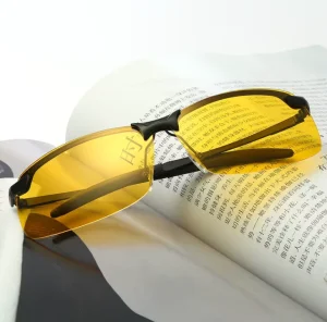 Yellow Photochromic Sunglasses with Night Vision, Polarized Lenses, and Aluminum-Magnesium Frame