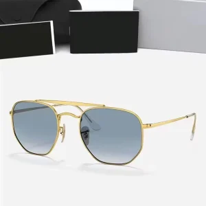 ZHENQI Metal Framed Hexagonal Double Beam UV Resistant Men’s Sunglasses