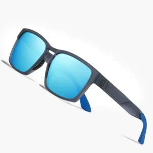 ZHENQI S11106 Fashion Lightweight Full Rim Square Blue Frame Sports Sunglasses Unisex Polarized Lenses UV Protection Outdoor