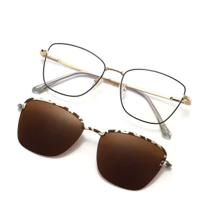 ZOWIN Model 7016 Magnetic Clip on Women Sunglasses for Ladies Fashion Glasses 2 in 1 Metal Frame Sun Glasses Ready Stock Gafas