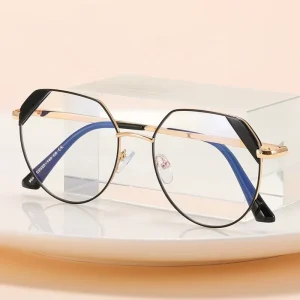Zhejiang Factory Women Full Metal Frame Resin Eyeglasses Custom Prescription Optical Lens Anti Blue Light Blocking Eye Glasses